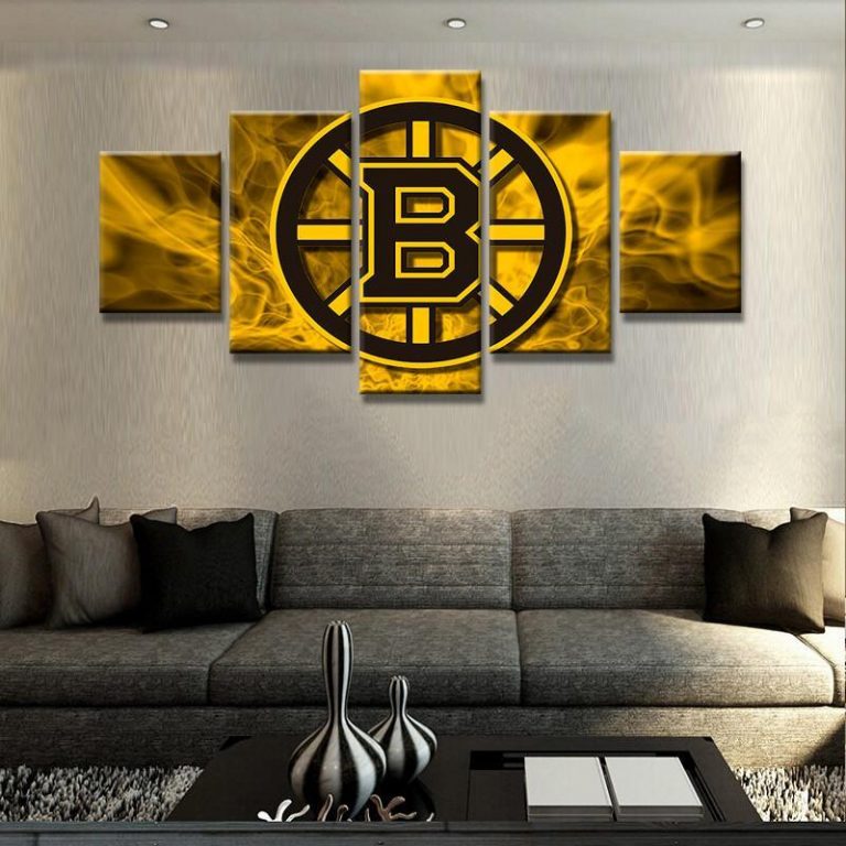 Boston Bruins Nhl Team Yellow Sport Panel Canvas Art Wall Decor