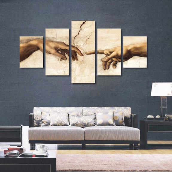 Creation Of Adam – Abstract 5 Panel Canvas Art Wall Decor – Canvas Storm