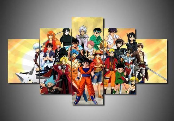 All Anime Characters 1 – Anime 5 Panel Canvas Art Wall Decor – Canvas Storm