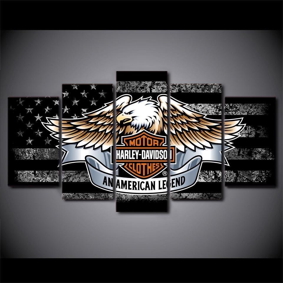 Harley-Davidson Eagle Black And White - Automotive 5 Panel ...