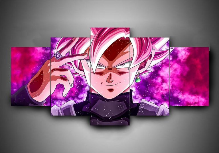 Dragon Ball – Goku Black Super Saiyan Rose – Anime 5 Panel Canvas Art