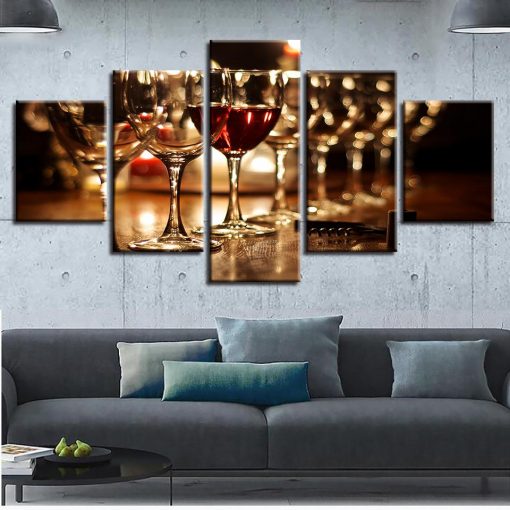 Wine Glass – Wine 5 Panel Canvas Art Wall Decor – Canvas Storm
