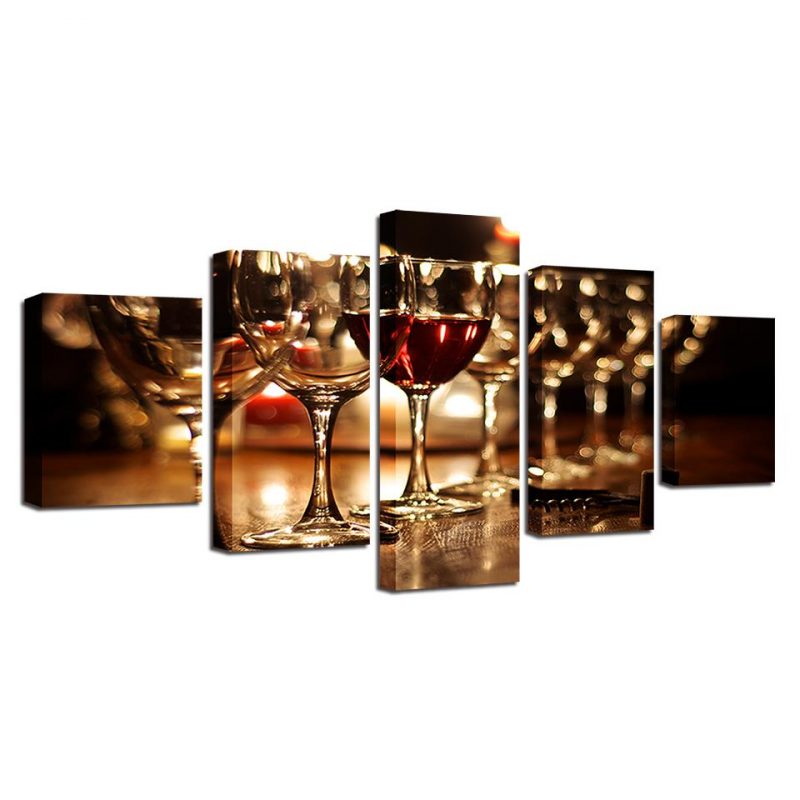 Wine Glass – Wine 5 Panel Canvas Art Wall Decor – Canvas Storm