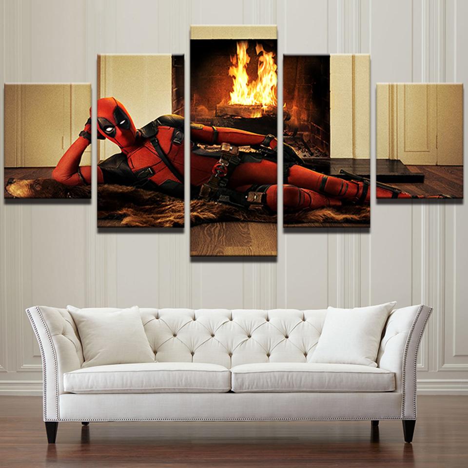 Funny Deadpool Movie Marvel 5 Panel Canvas Art Wall Decor