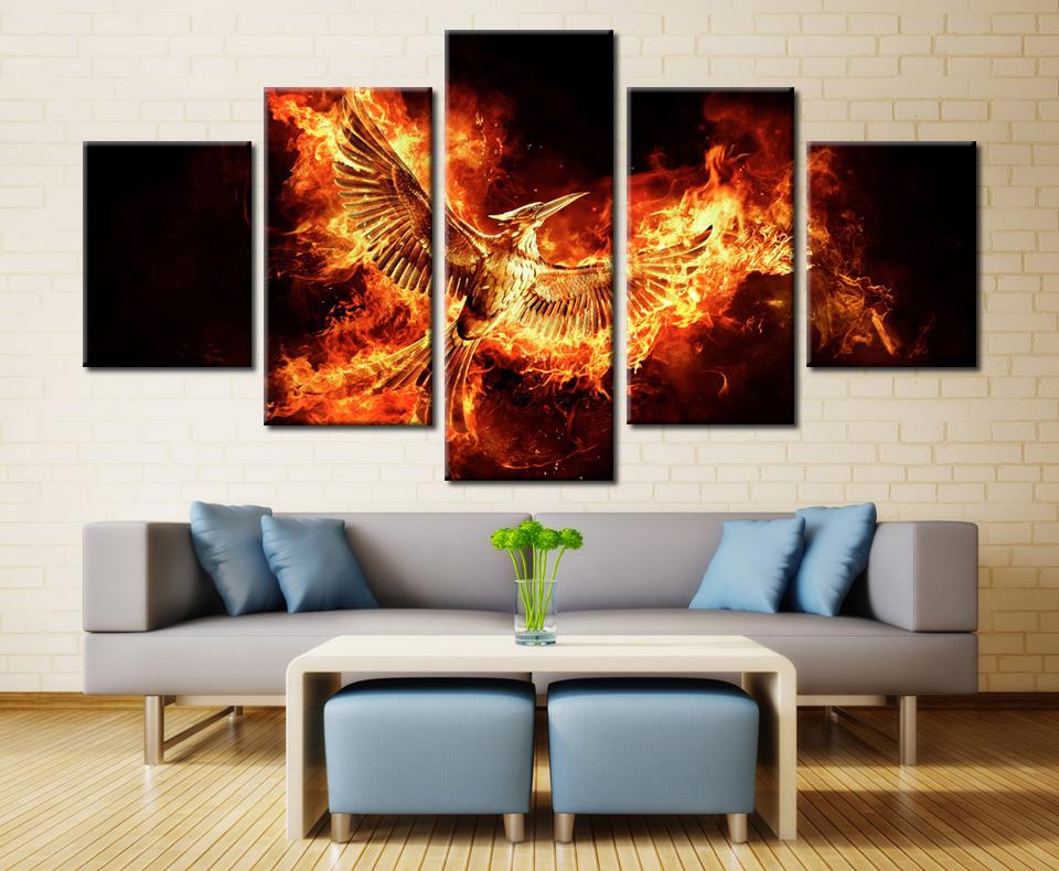 The Hunger Games Mockingjay – Abstract 5 Panel Canvas Art Wall Decor ...