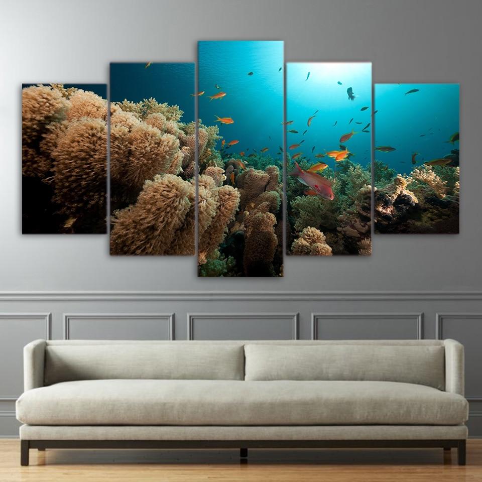 seabed fish 01 – Ocean 5 Panel Canvas Art Wall Decor – Canvas Storm