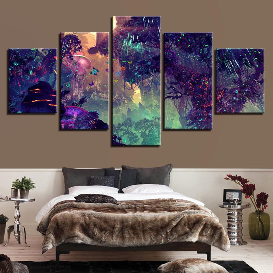 Butterfly Firefly – Nature 5 Panel Canvas Art Wall Decor – Canvas Storm