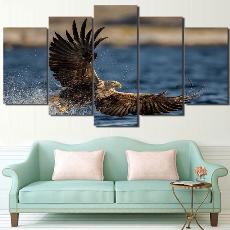 Eagle Are Flying At Sea – Animal 5 Panel Canvas Art Wall Decor – Canvas ...