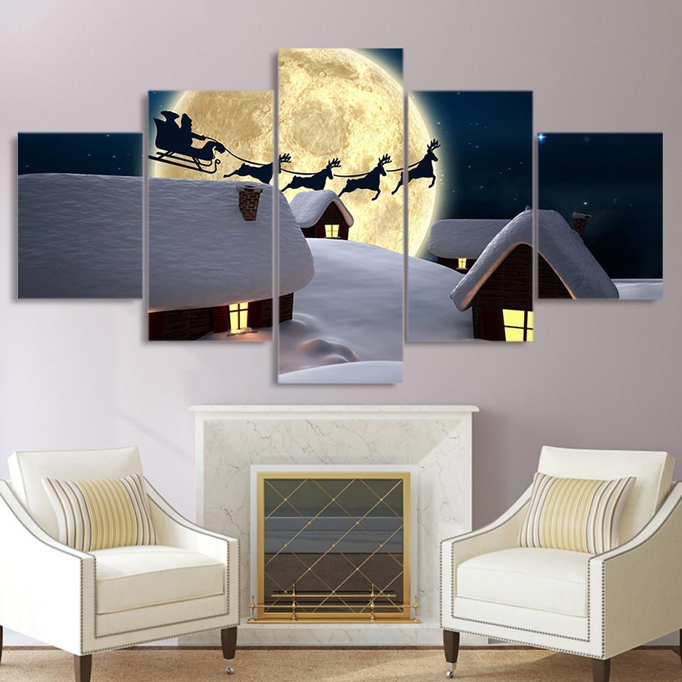 Christmas 3 – Abstract 5 Panel Canvas Art Wall Decor – Canvas Storm