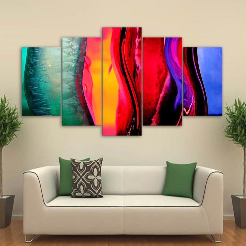 Glasses Liquid Colorful – Abstract 5 Panel Canvas Art Wall Decor ...