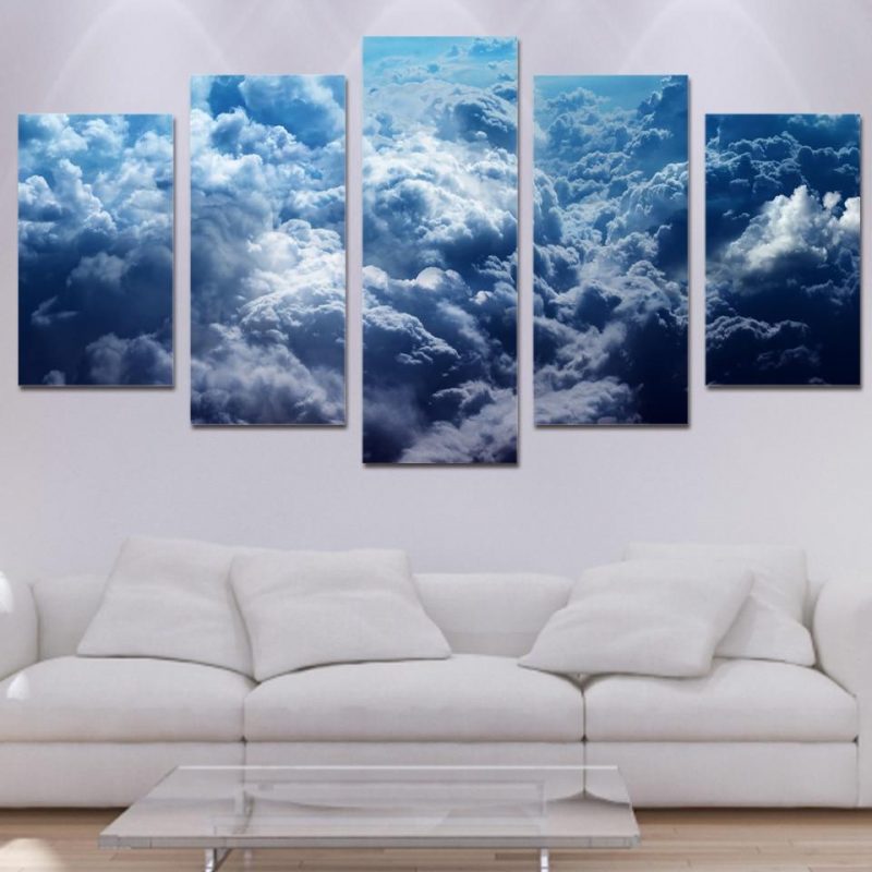 cloud blue sky – Nature 5 Panel Canvas Art Wall Decor – Canvas Storm