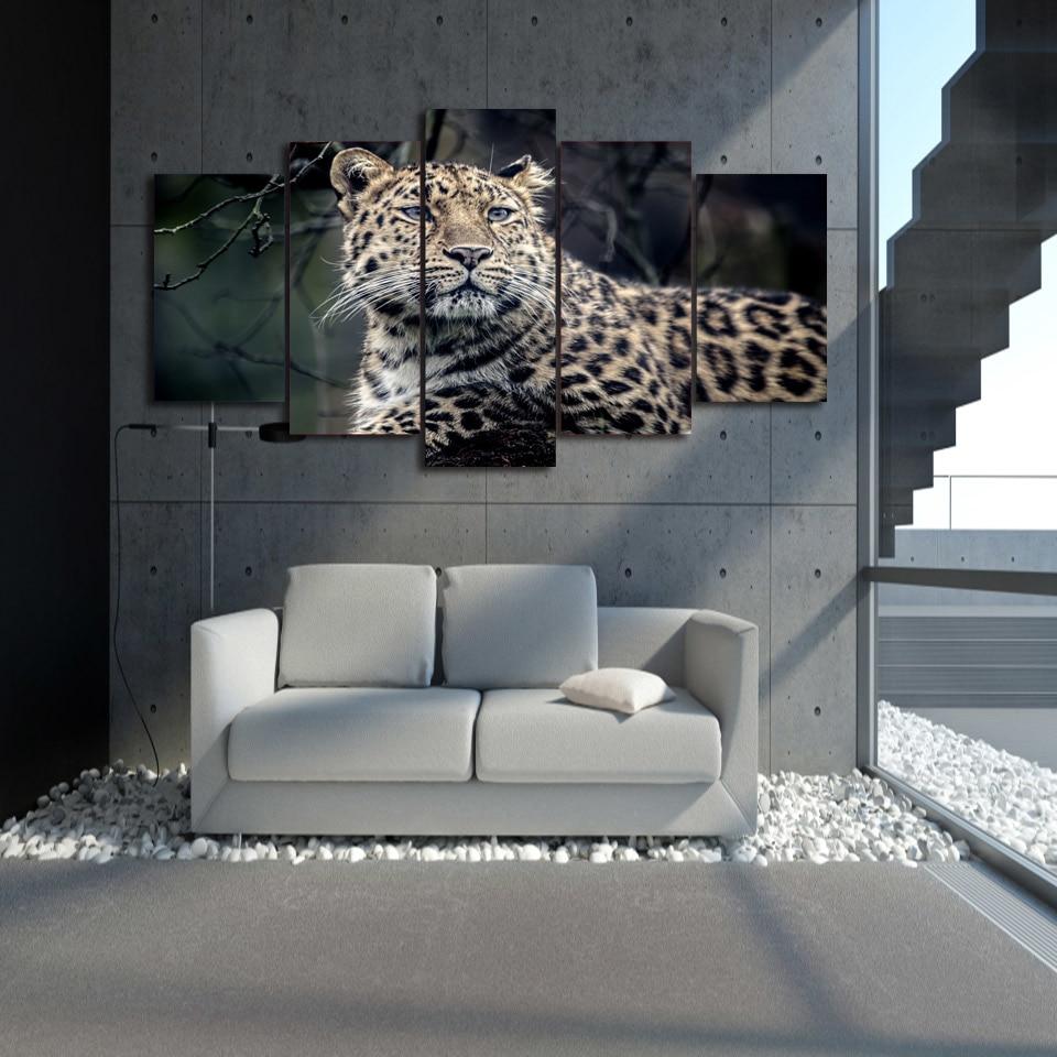 Leopard 1 – Animal 5 Panel Canvas Art Wall Decor – Canvas Storm