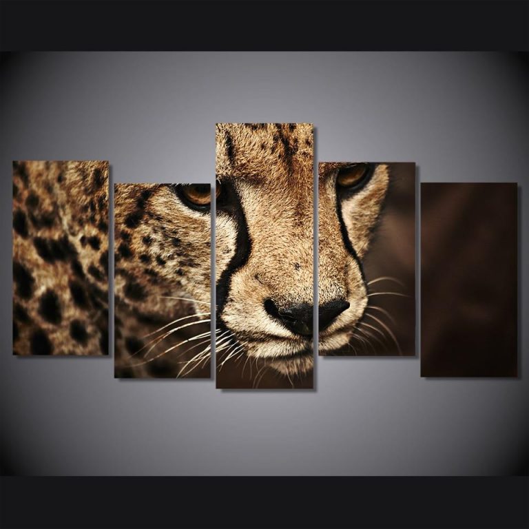 Cheetah – Animal 5 Panel Canvas Art Wall Decor – Canvas Storm