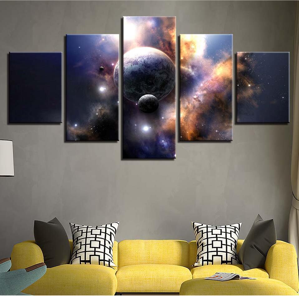 Planet Earth 11 – Space 5 Panel Canvas Art Wall Decor – Canvas Storm