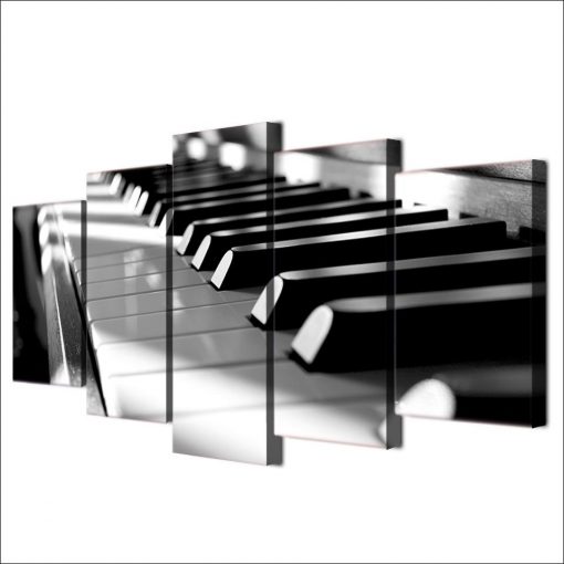 piano keys black and white – Music 5 Panel Canvas Art Wall Decor ...