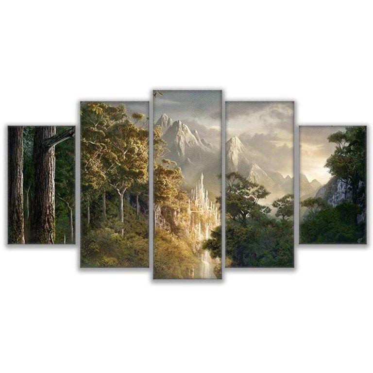 Gondor Castle Lord Of The Rings – Movie 5 Panel Canvas Art Wall Decor ...