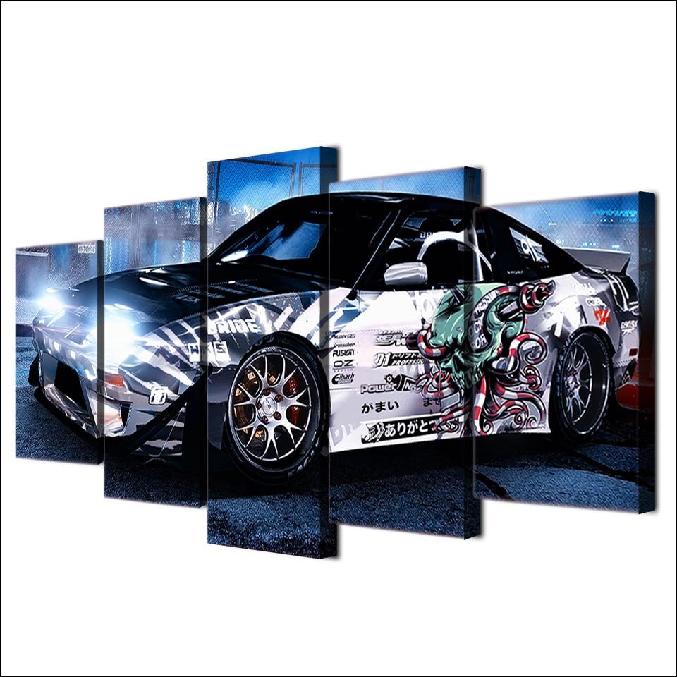 Graffiti Sports Car Nissan – Automative 5 Panel Canvas Art Wall Decor ...