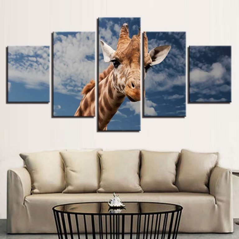 Animal Giraffe 5 – Animal 5 Panel Canvas Art Wall Decor – Canvas Storm