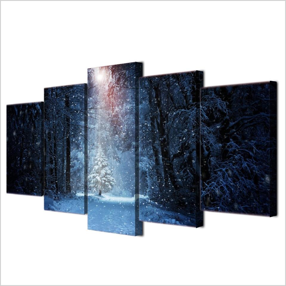 Winter Snow 10 – Nature 5 Panel Canvas Art Wall Decor – Canvas Storm