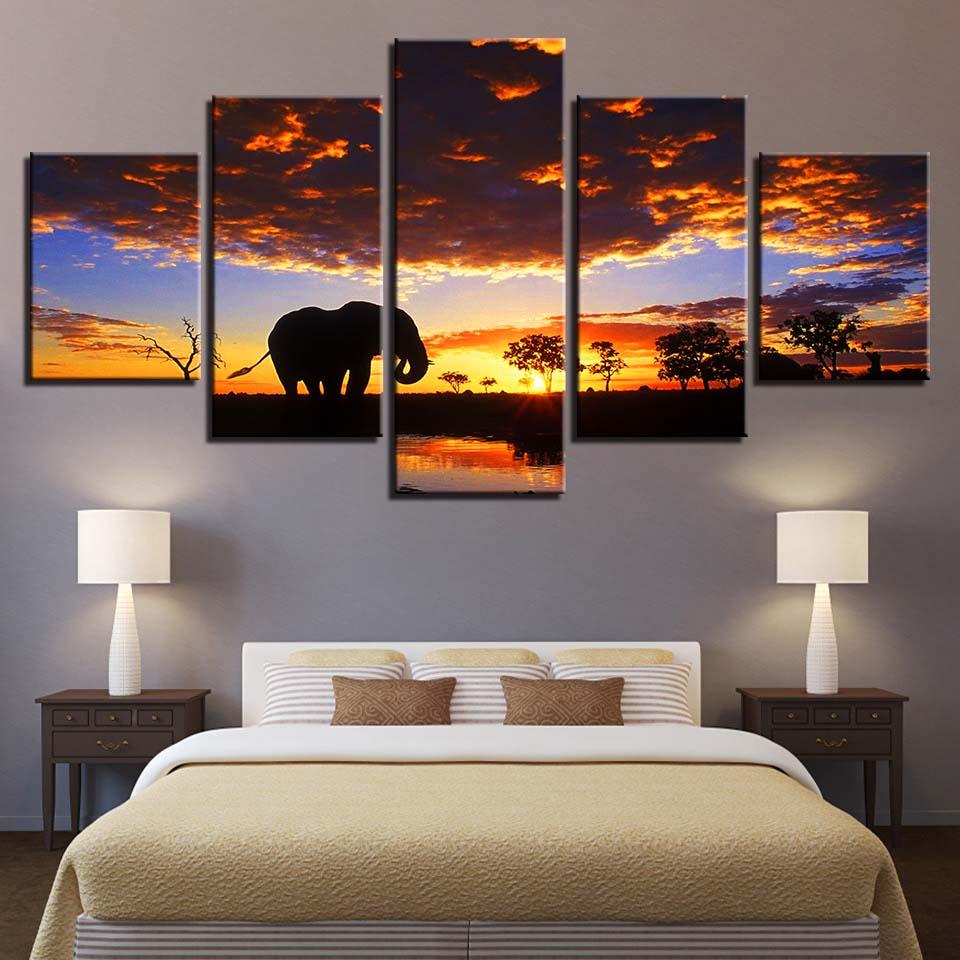 Elephant 50 – Animal 5 Panel Canvas Art Wall Decor – Canvas Storm