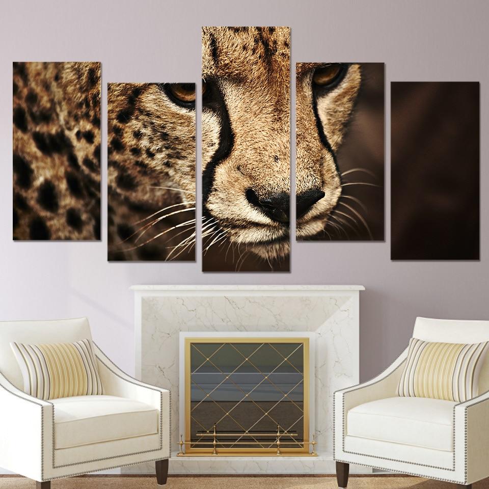 Cheetah – Animal 5 Panel Canvas Art Wall Decor – Canvas Storm
