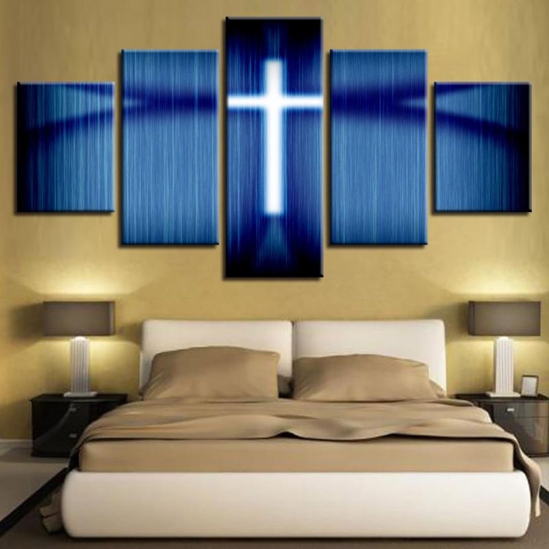 Christian Cross 1 – Religion 5 Panel Canvas Art Wall Decor – Canvas Storm