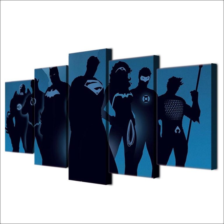 Comics Superheroes – Dc 5 Panel Canvas Art Wall D Cor – Canvas Storm