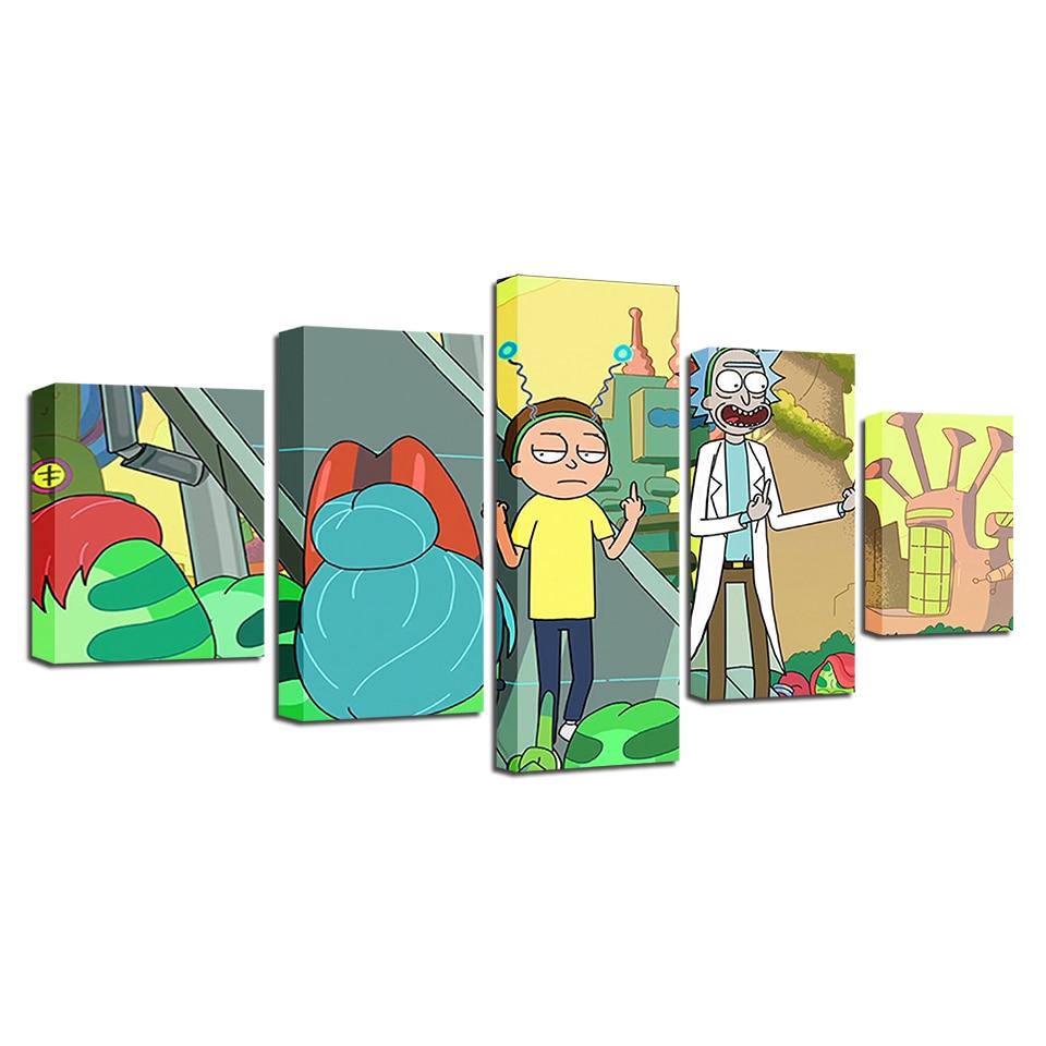 Rick And Morty 29- Cartoon 5 Panel Canvas Art Wall Decor – Canvas Storm