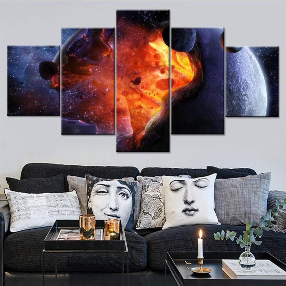 Universe Space Planets – Space 5 Panel Canvas Art Wall Decor – Canvas Storm