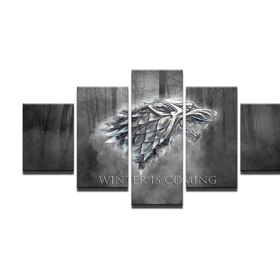 Game Of Thrones Winter Is Coming Movie 5 Panel Canvas Art Wall