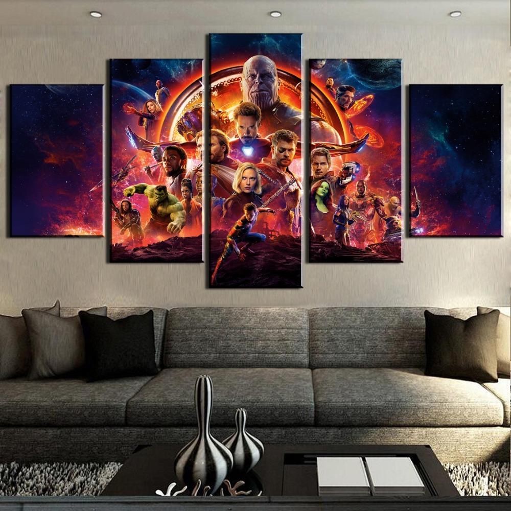 The Avengers Infinity War 4 Marvel 5 Panel Canvas Art  
