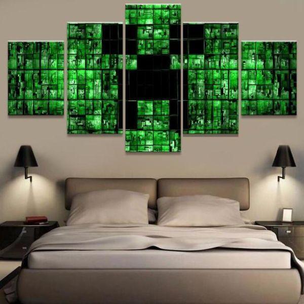 Minecraft Game Inspired Gaming 5 Panel Canvas Art Wall Decor