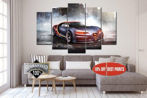 Bugatti Chiron Superman – Automative 5 Panel Canvas Art Wall Decor ...