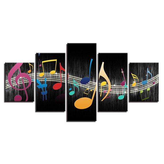 Music Symbols Colorful – Music 5 Panel Canvas Art Wall Decor – Canvas Storm