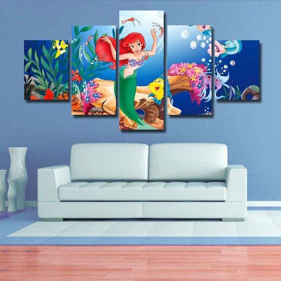The Little Mermaid 01 Disney 5 Panel Canvas Art Wall Decor