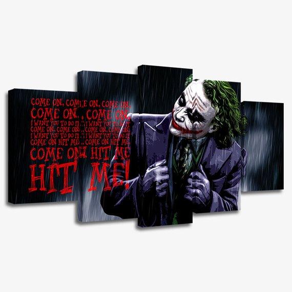 Batman Joker Dark Knight Canvas Painting Poster Prints 5 Pieces Wall Art Decor
