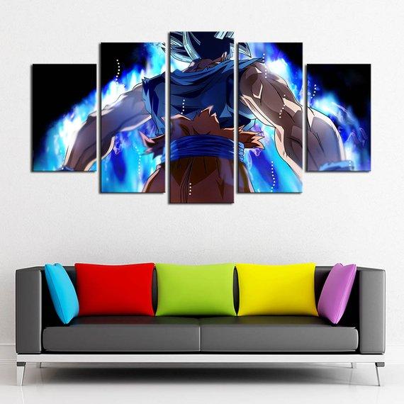 Dragon Ball Goku Ultra Instinct 3 Anime 5 Panel Canvas Art Wall Decor