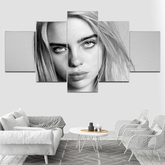 Details about   Billie Eilish yellow canvas wall art Wood Framed Ready to Hang XXL 
