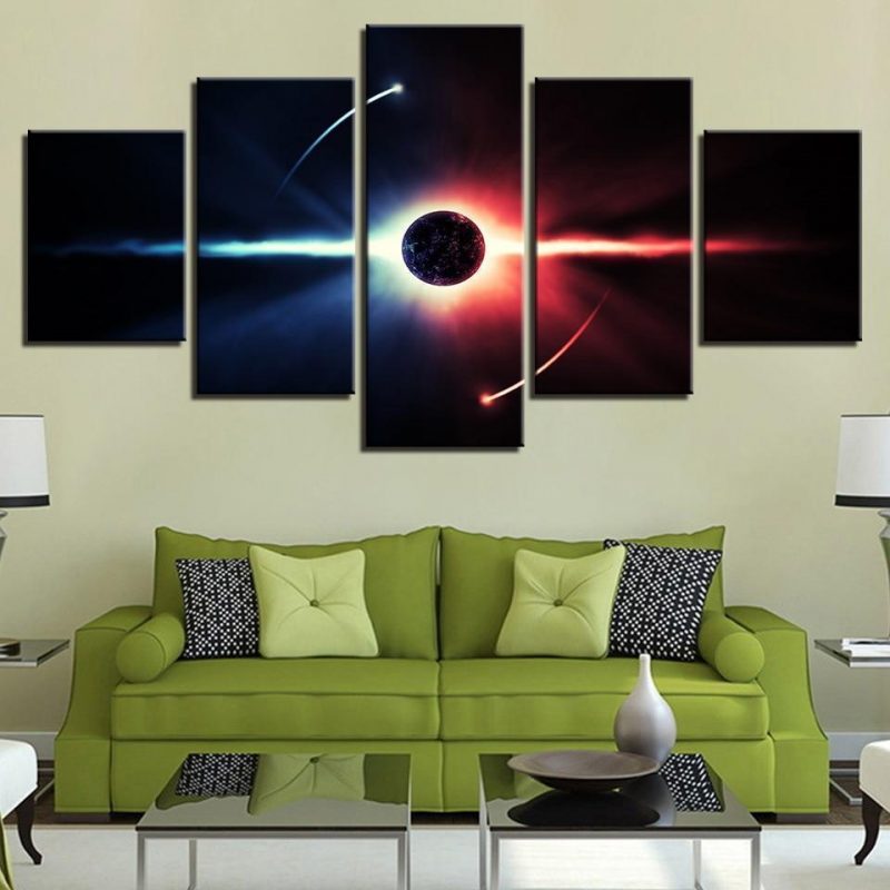 Mirror Space Planet – Space 5 Panel Canvas Art Wall Decor – Canvas Storm