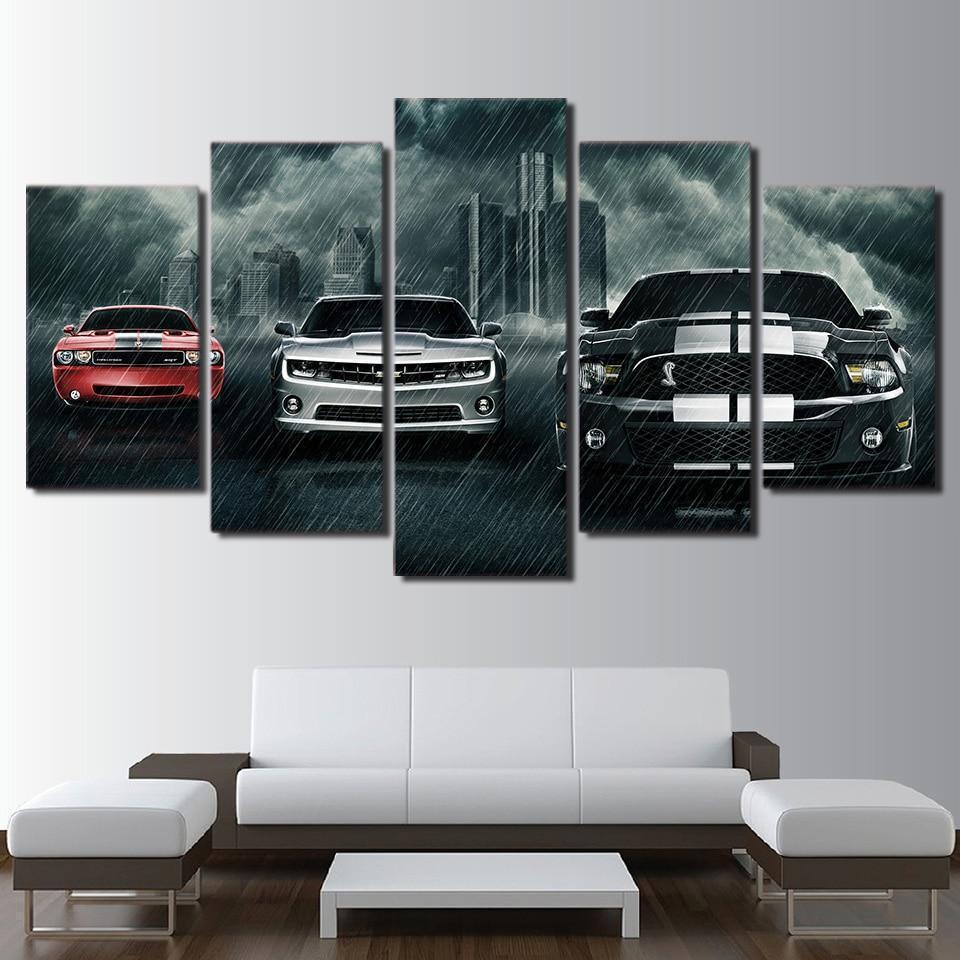 Muscle Cars 03 Automative 5 Panel Canvas Art Wall Decor Canvas Storm