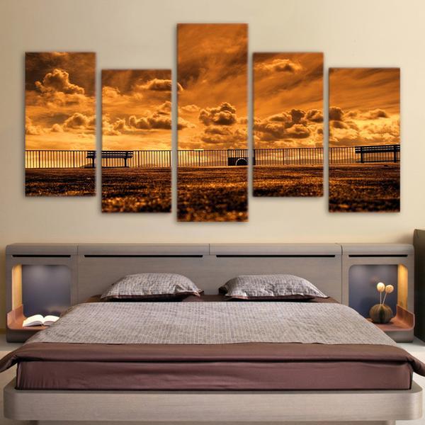 Outdoor Sidewalk And Railing 01 – Nature 5 Panel Canvas Art Wall Decor ...