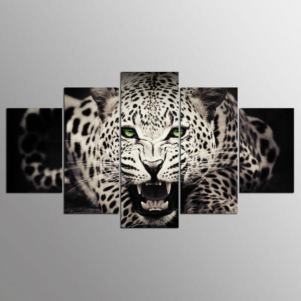 Leopard 3 – Animal 5 Panel Canvas Art Wall Decor – Canvas Storm