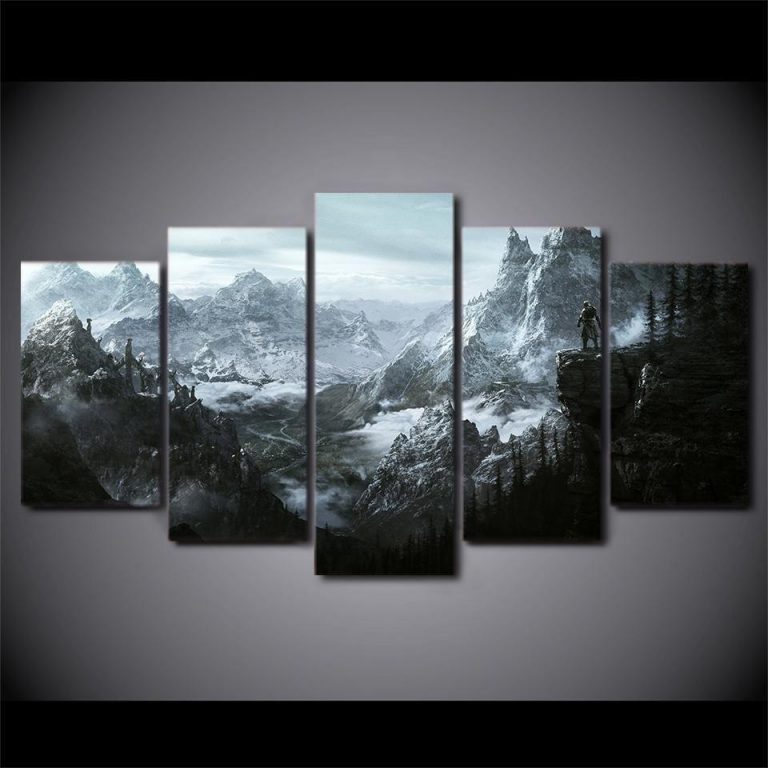 Elder Scrolls V Skyrim – Gaming 5 Panel Canvas Art Wall Decor – Canvas 