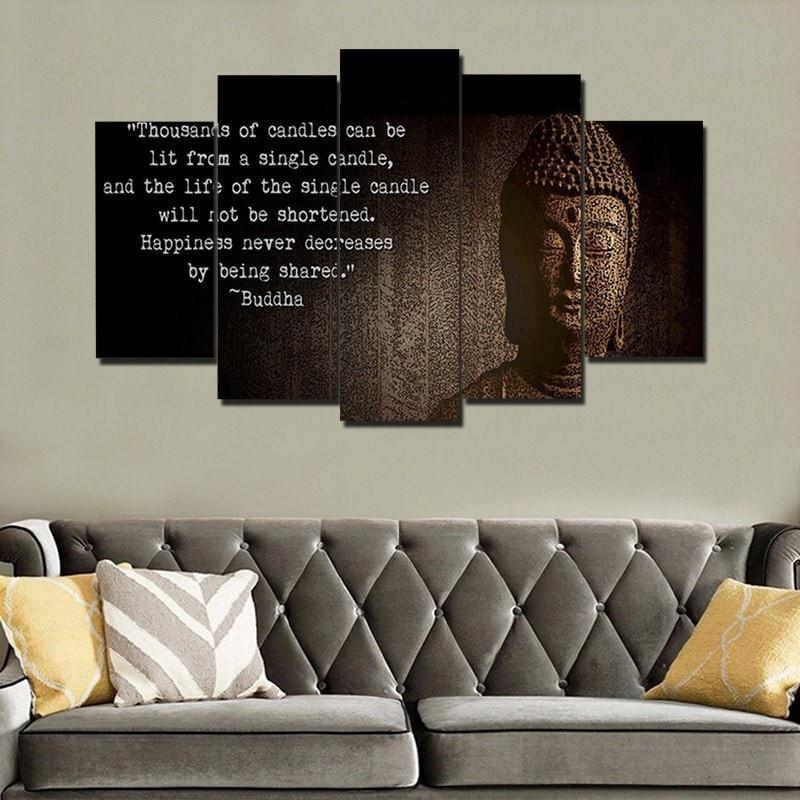 Buddha Spread Happiness Religion 5 Panel Canvas Art Wall Decor Canvas Storm