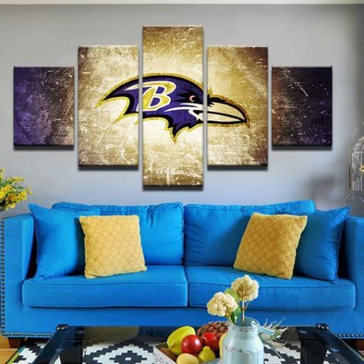 Baltimore Ravens – Sport 5 Panel Canvas Art Wall Decor – Canvas Storm