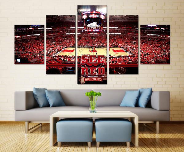 Chicago Bulls 4 Sport 5 Panel Canvas Art Wall Decor Canvas Storm