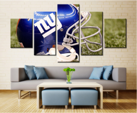 New York Giants Helmet Sport 5 Panel Canvas Art Wall Decor