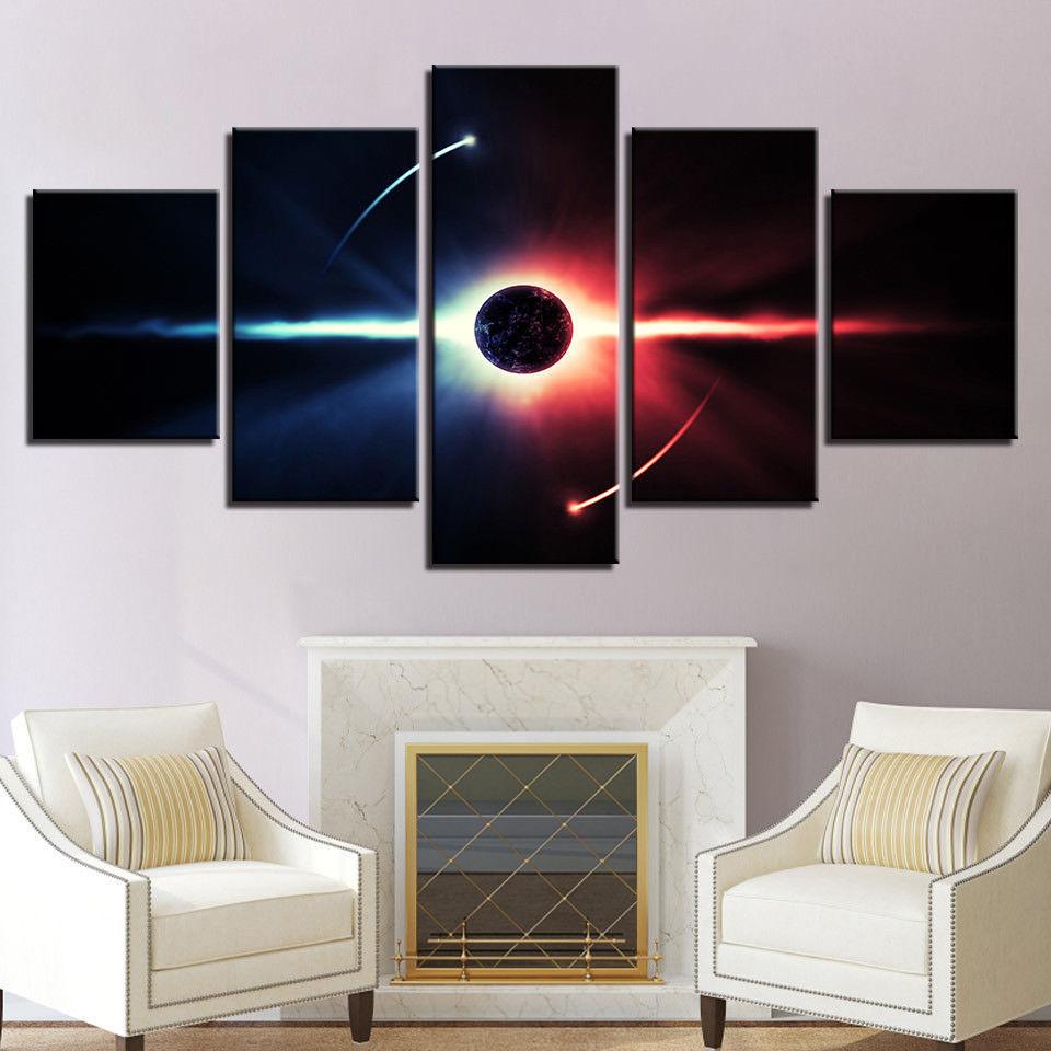 Outer Space Planet 1 Space 5 Panel Canvas Art Wall Decor