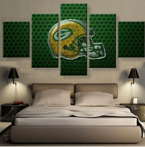 Green Bay Packers Helmet 1 Sport 5 Panel Canvas Art Wall Decor