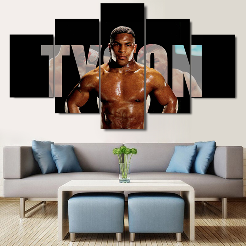 Mike Tyson Boxing Sport 5 Panel Canvas Art Wall Decor Canvas Storm